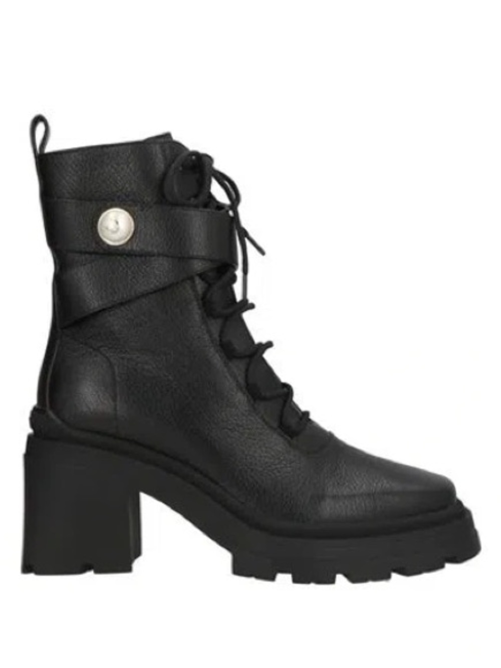 Jimmy Choo-Noemi 80-Black Lace-Up Chunky Heel Ankle Boot w/ Pearl Accent Sz 40.5